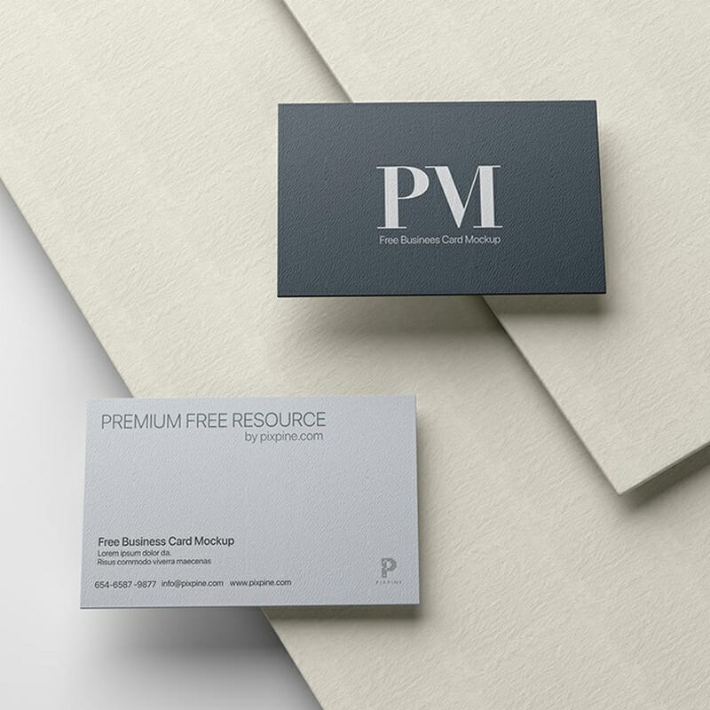 Free Simple Two Business Card Mockup