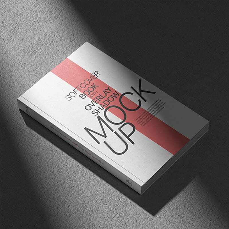 Free Softcover Book With Shadow Overlay Mockup