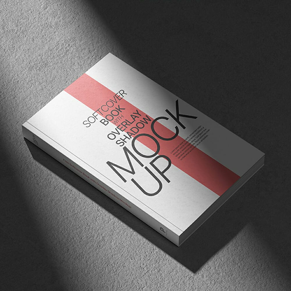 Free Softcover Book With Shadow Overlay Mockup
