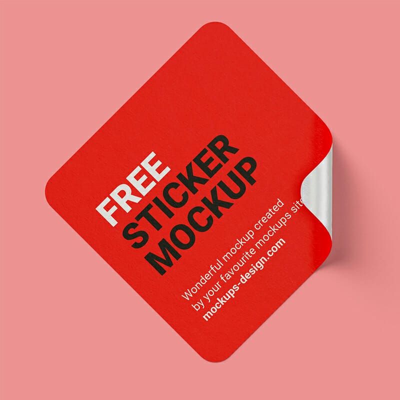 Free Square Sticker Mockup
