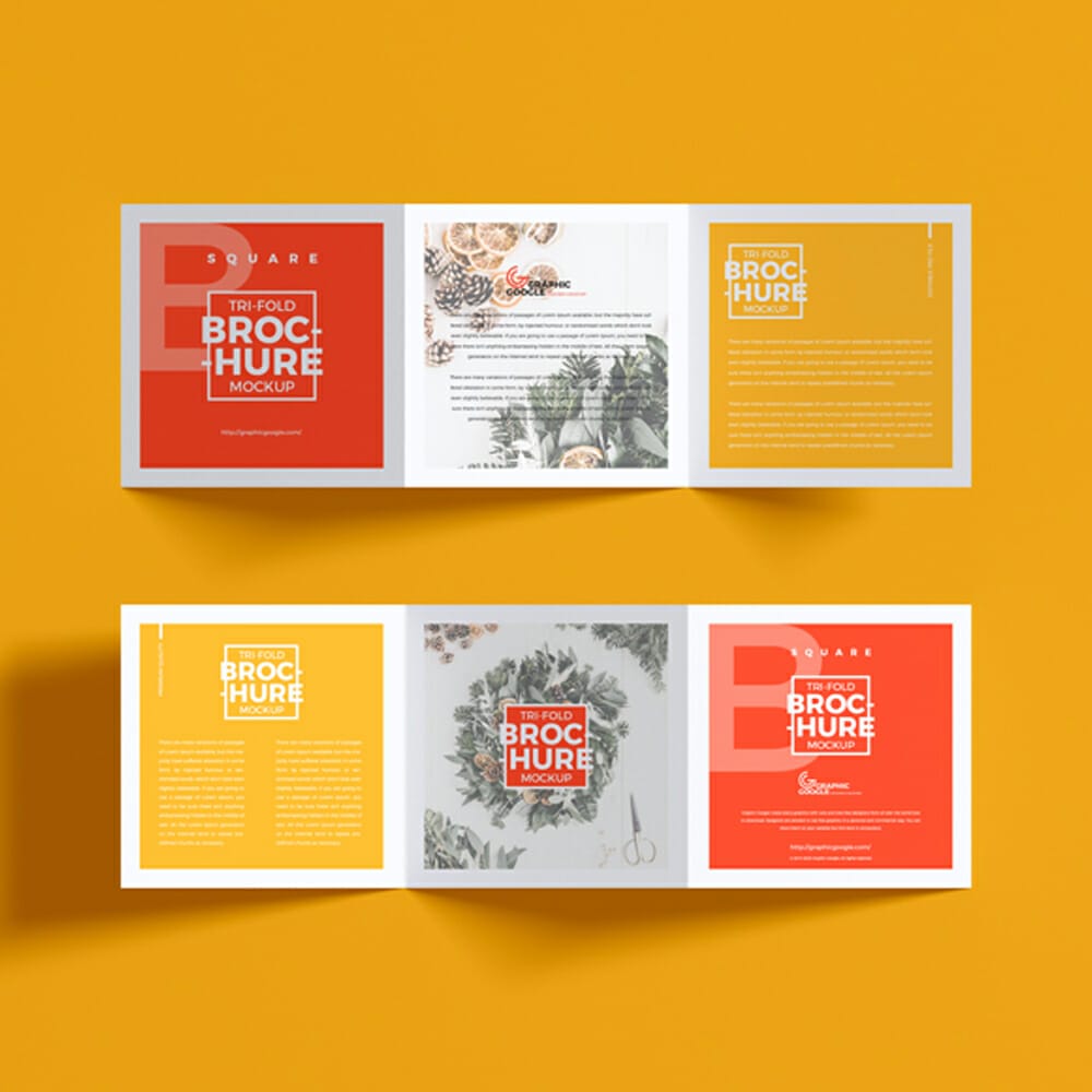 Free Square Tri-Fold Brochure Mockup