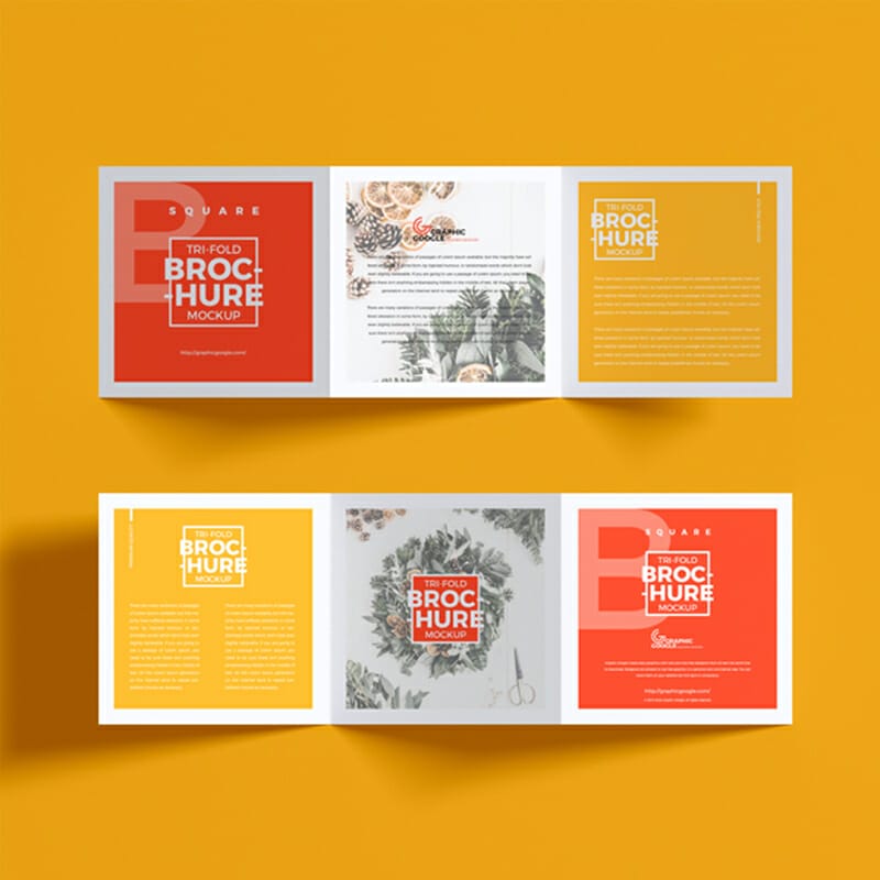 Free Square Tri-Fold Brochure Mockup