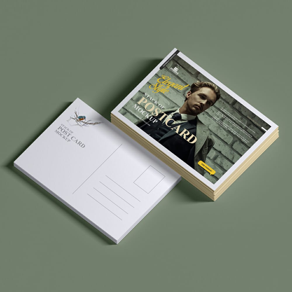 Free Stack of Post Card Mockup