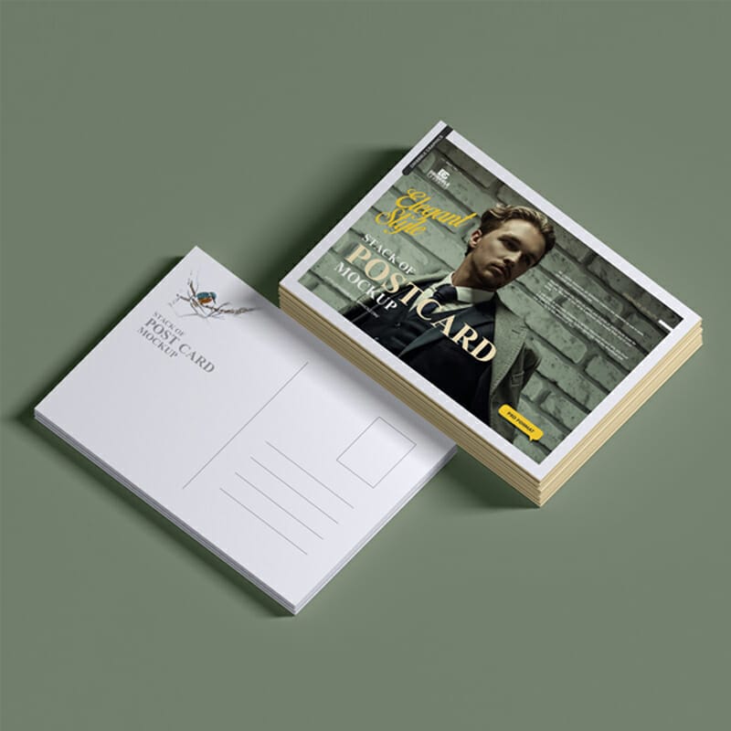 Free Stack of Post Card Mockup