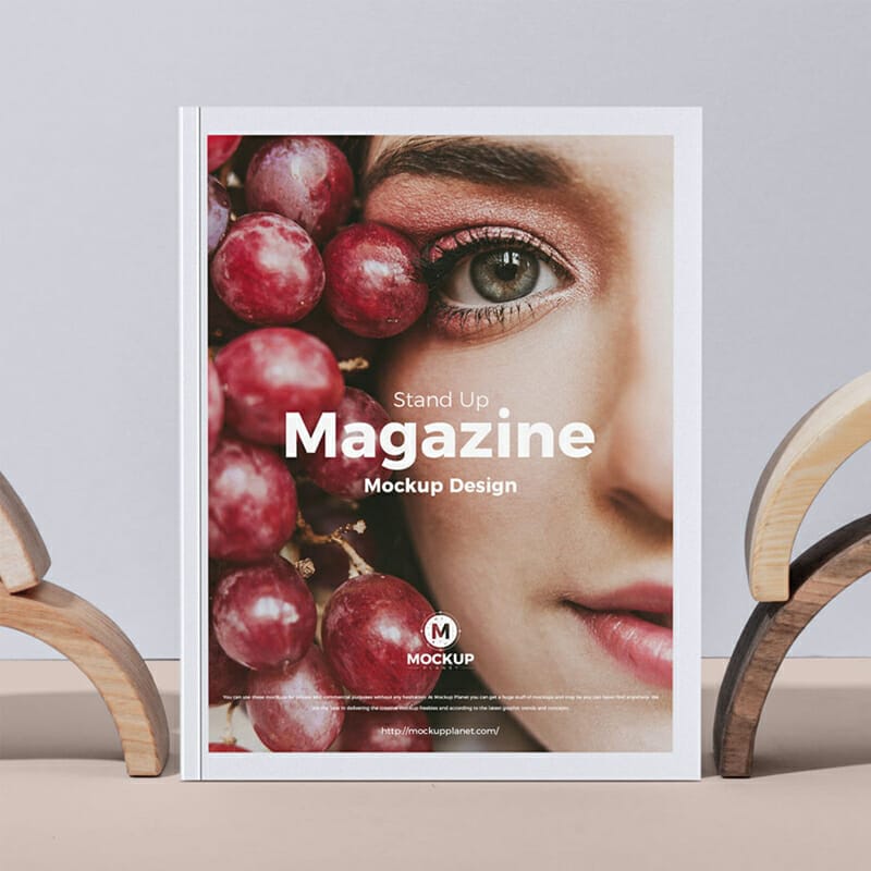 Free Stand Up Magazine Mockup Design