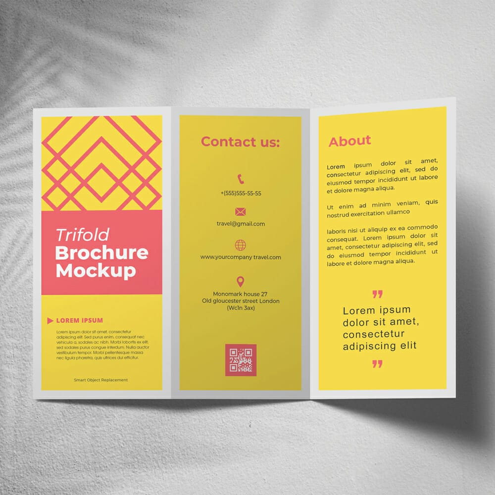 Free Trifold Brochure Mockup