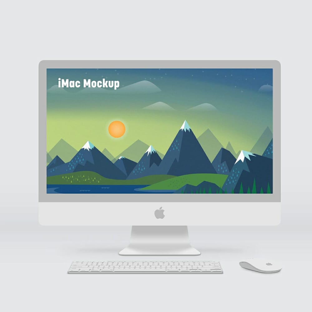Free White iMac Mockup 2022 PSD