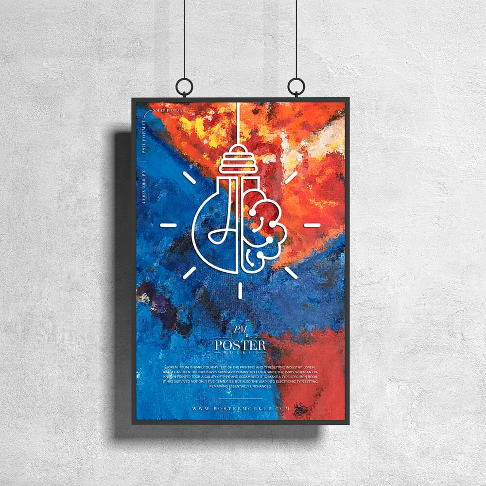 Hanging PSD Poster Mockup Design