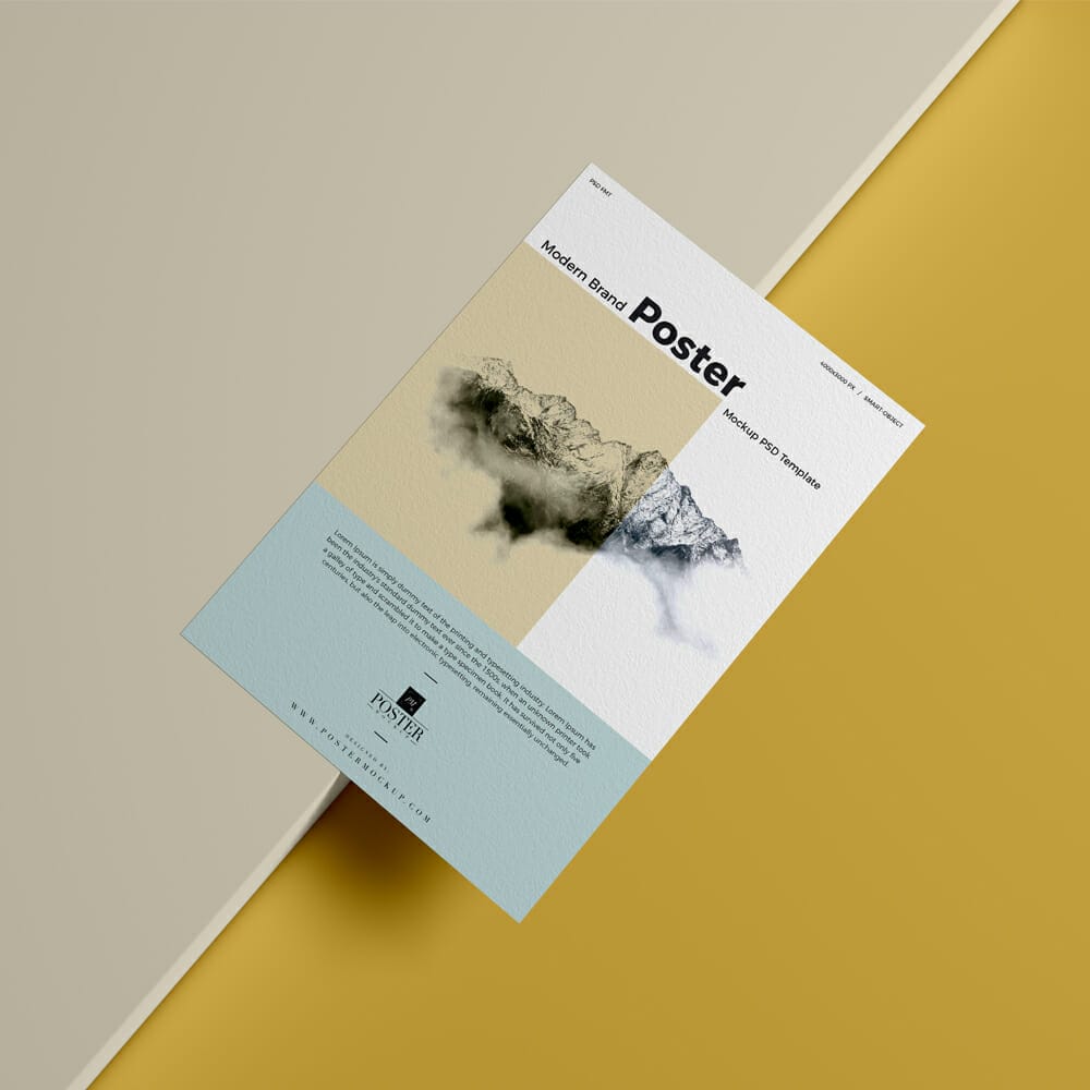 Modern Brand Textured Paper Poster Mockup PSD Template