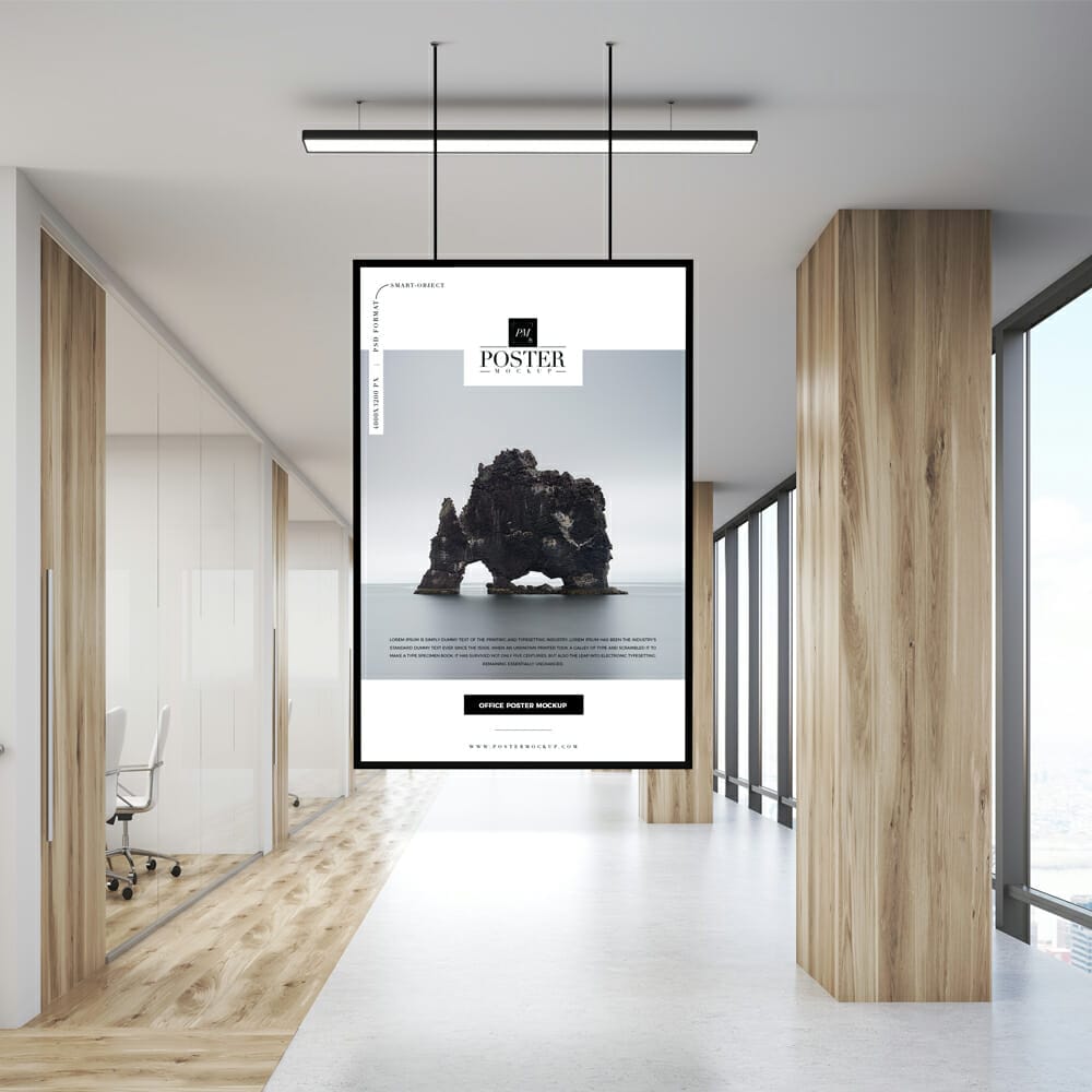 Office Indoor Hanging Poster Mockup