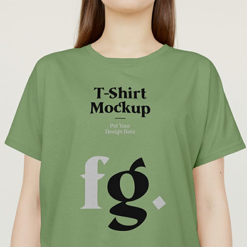 T-Shirt On Woman PSD Mockup