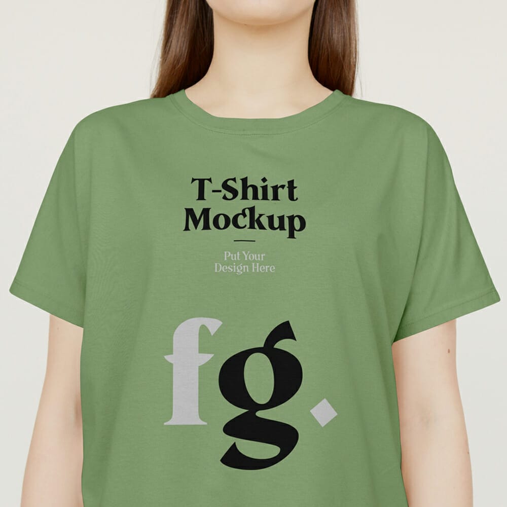 T-Shirt On Woman PSD Mockup