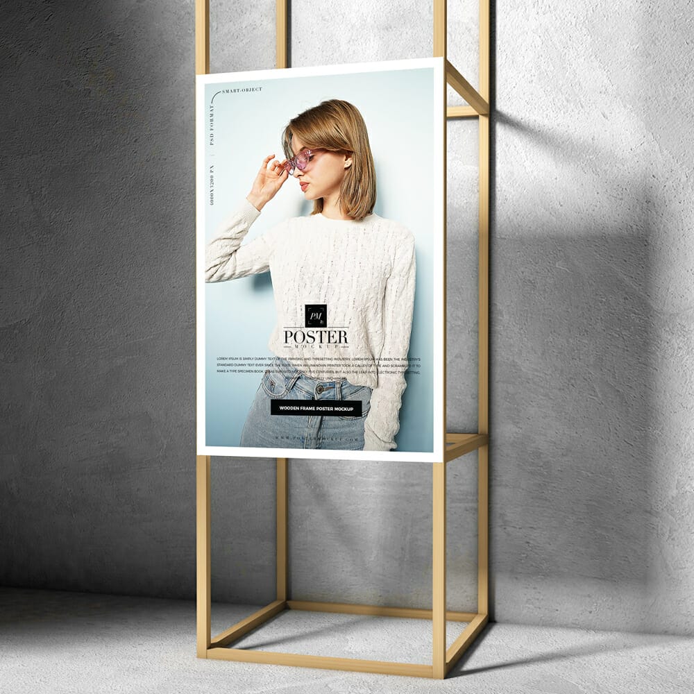 Wooden Frame Poster Mockup