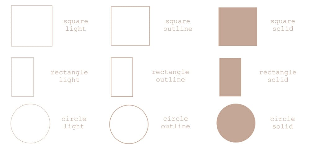 Basic Geometric Shapes Stamp Brushset