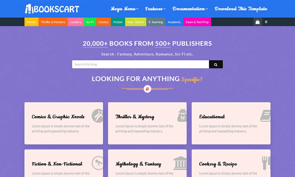 Books Cart - Free Responsive Book Distributors Blogger Template