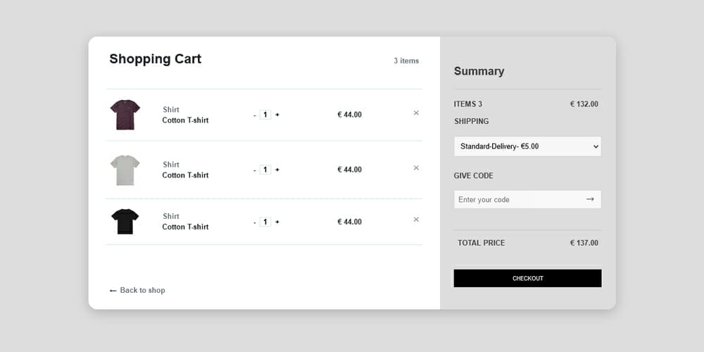Bootstrap 4 Ecommerce Shopping Cart