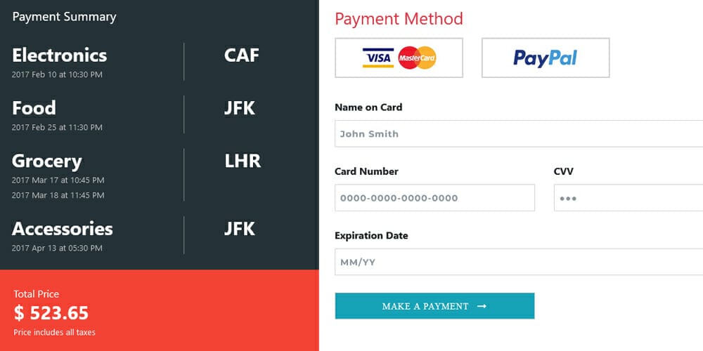Bootstrap 4 Payment Form