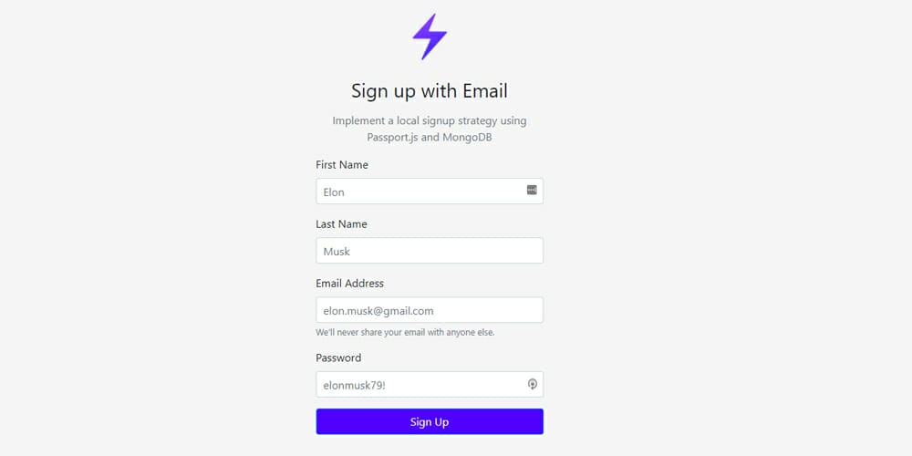 Bootstrap 4 Sign Up Form Template