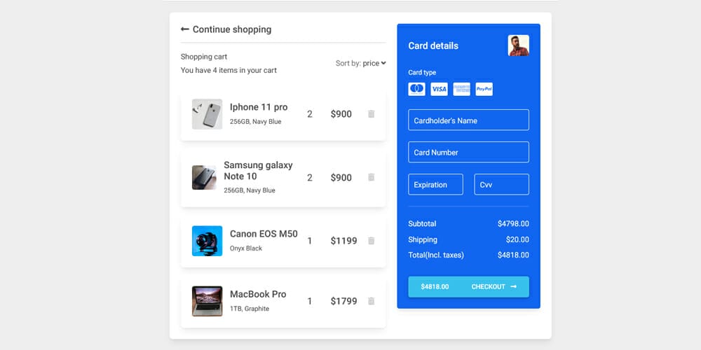 Free Bootstrap Shopping Cart Templates » Css Author