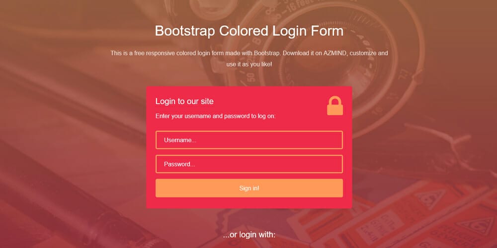 Free Bootstrap Form Templates 18 Bootstrap Colored Login Form