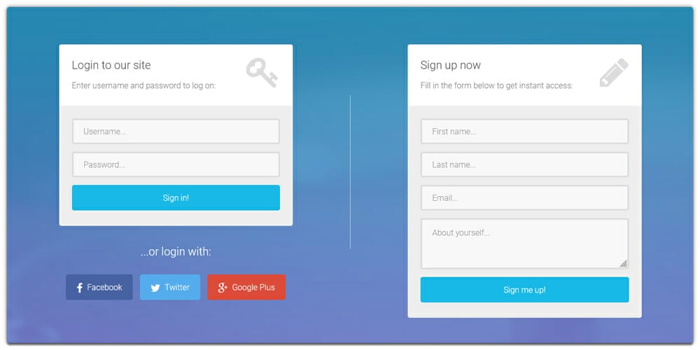 Bootstrap Login and Register Forms