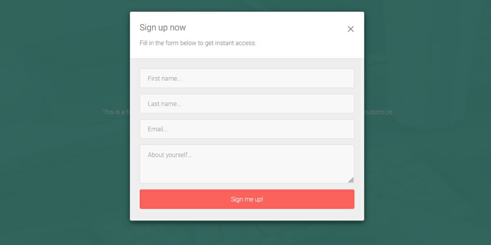 Bootstrap Modal Registration Forms