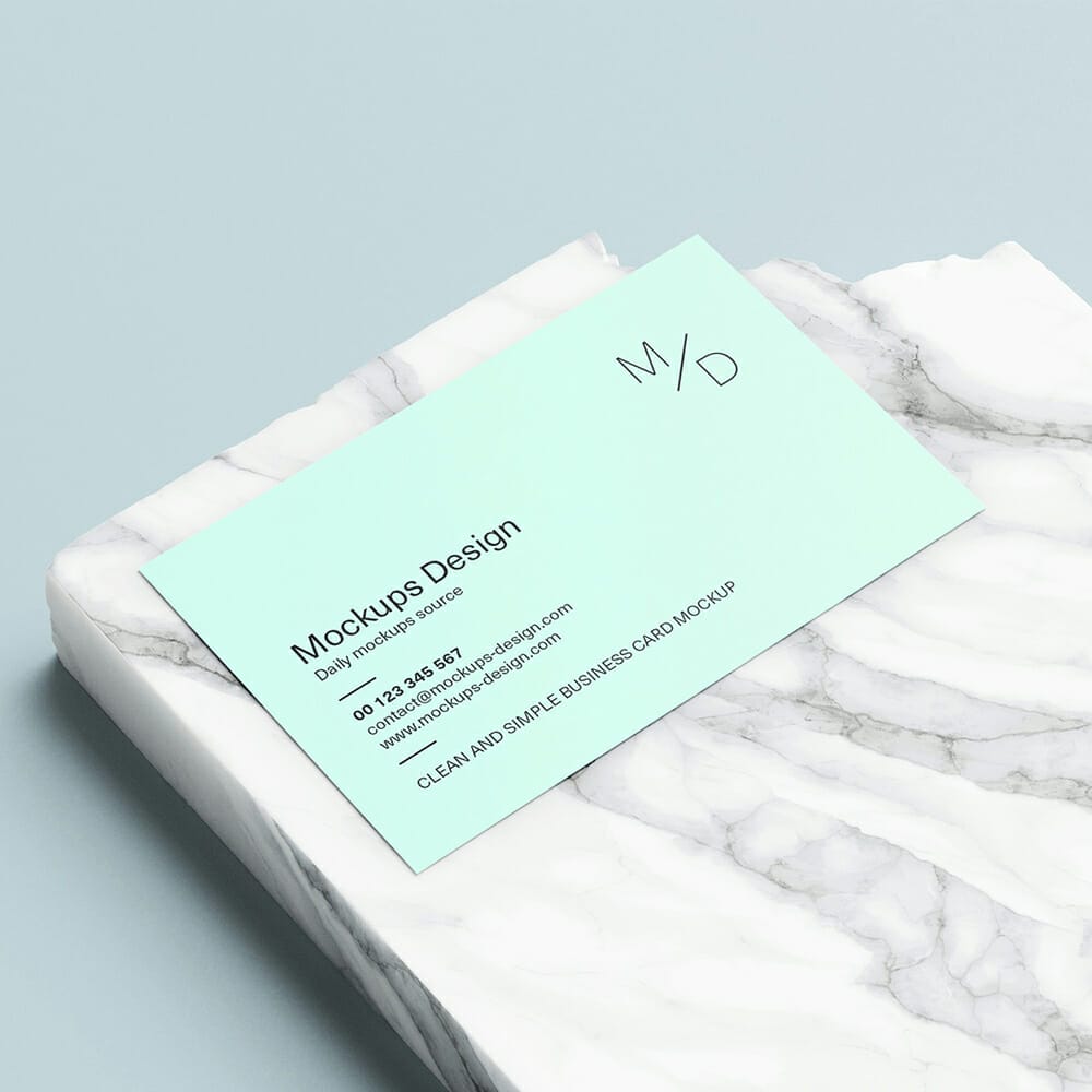 Business Card On Marble Mockup