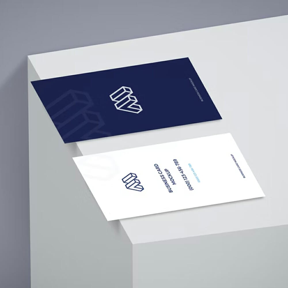 Business Cards On Box Mockup