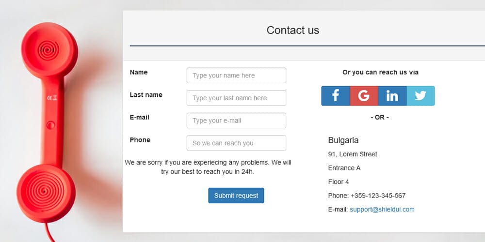 Free Bootstrap Form Templates 72 Contact Us Form