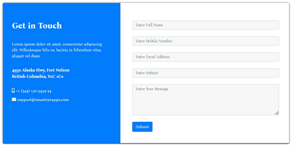Contact us Page Design