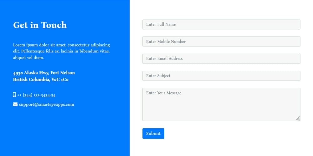 Free Bootstrap Form Templates 42 Contact us Page Design