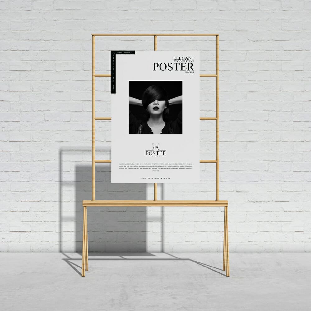 Elegant Wooden Stand Poster Mockup