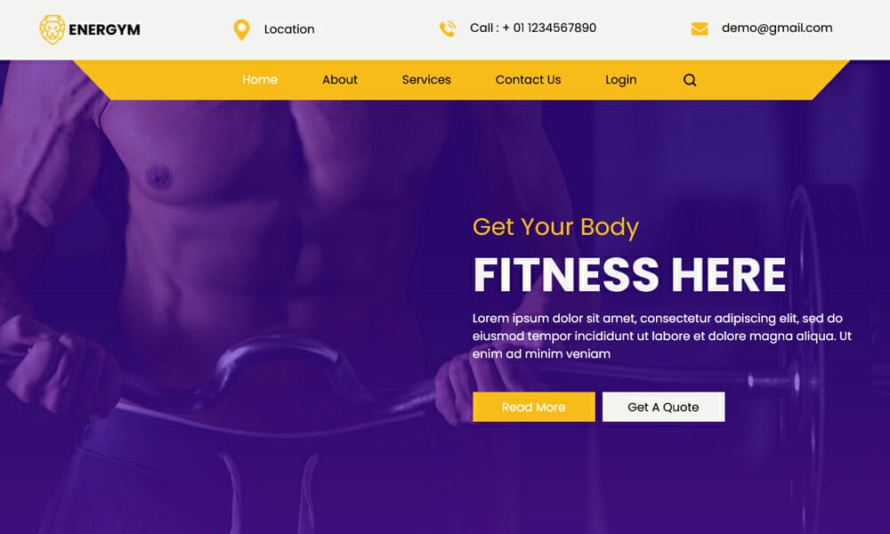 Energym – Free Fitness Website Template