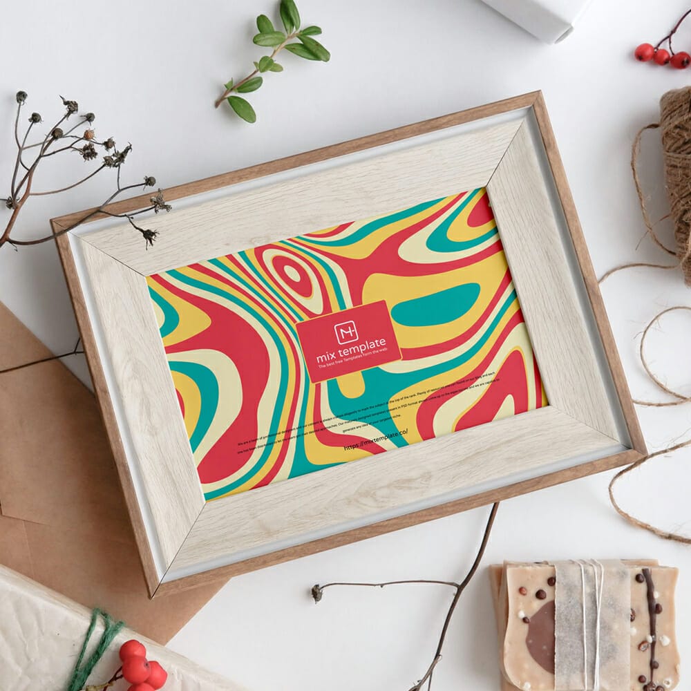 Free Artistic Wooden Frame Mockup Template