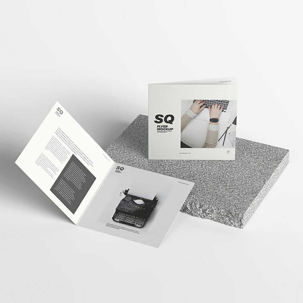 Free Bi-Fold Square Flyer Mockup