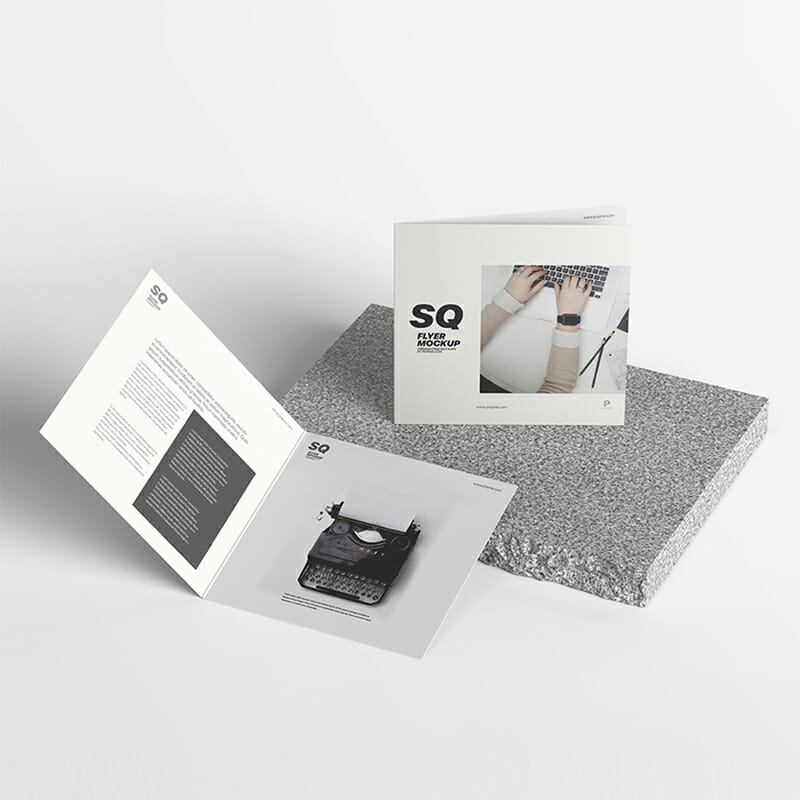 Free Bi-Fold Square Flyer Mockup