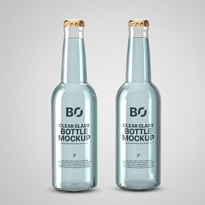 Free Clear Beverage Glass Bottle Mockup