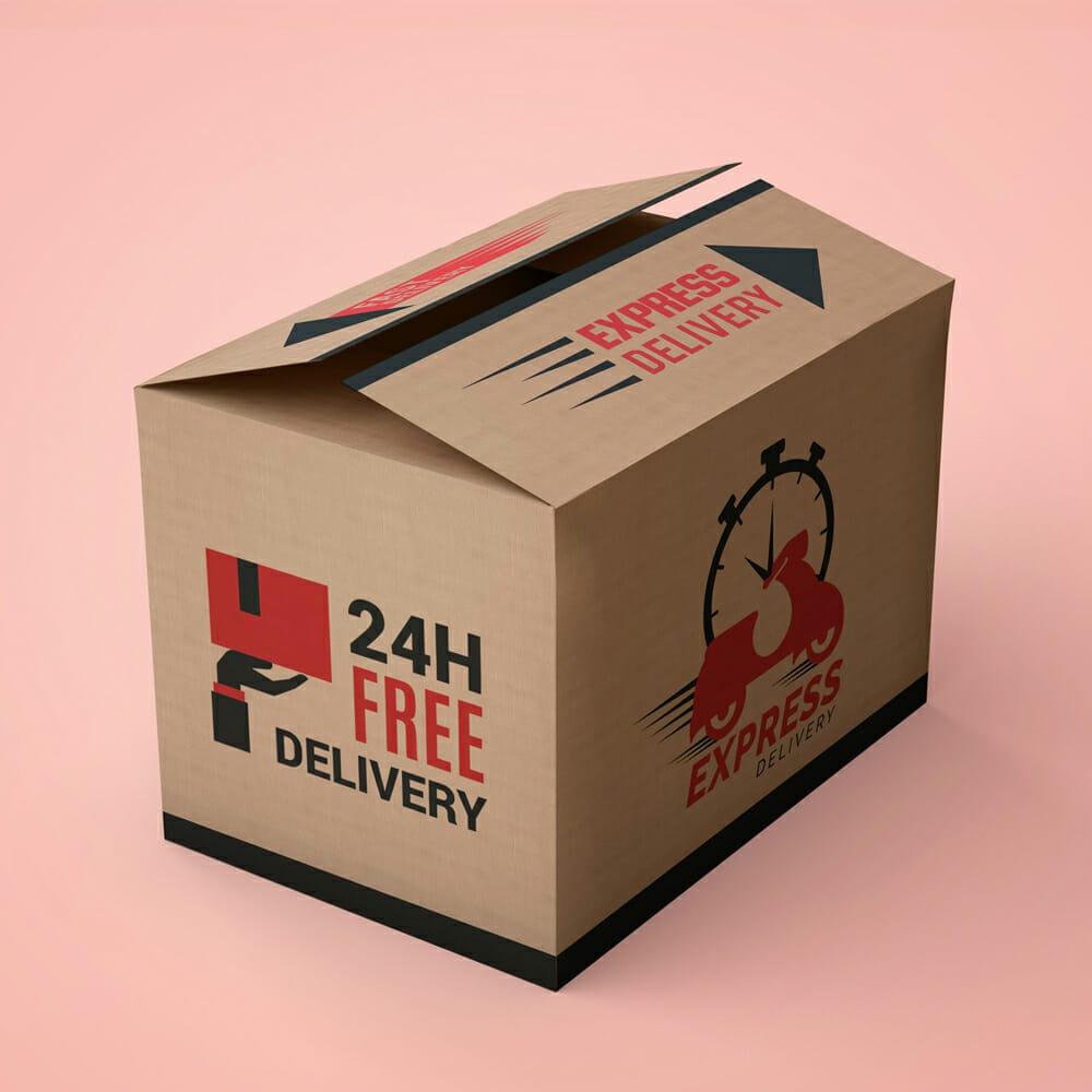 Free Delivery Box Mockup