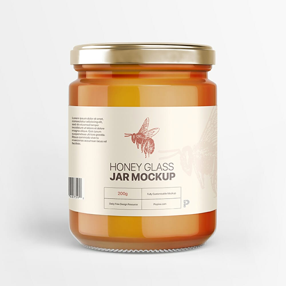 Free Honey Glass Jar Mockup