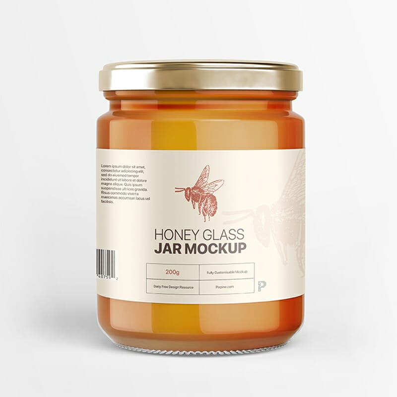Free Honey Glass Jar Mockup