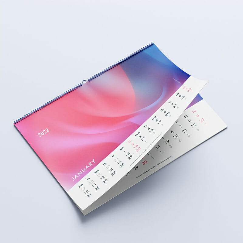 Free Horizontal A3 Wall Calendar Mockup