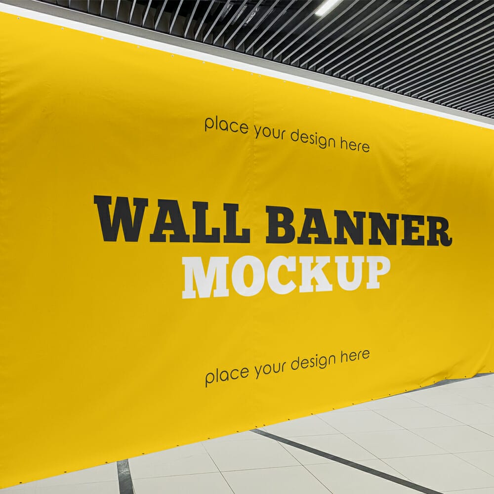 Free Horizontal Wall Banner Mockup