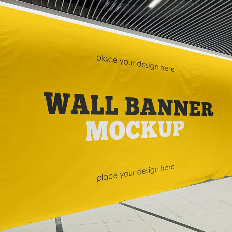 Free Horizontal Wall Banner Mockup