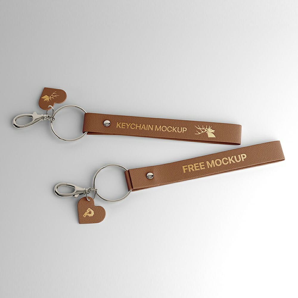 Free Leather Keychain Mockup