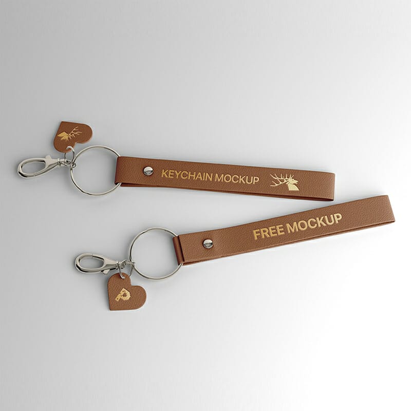 Free Leather Keychain Mockup