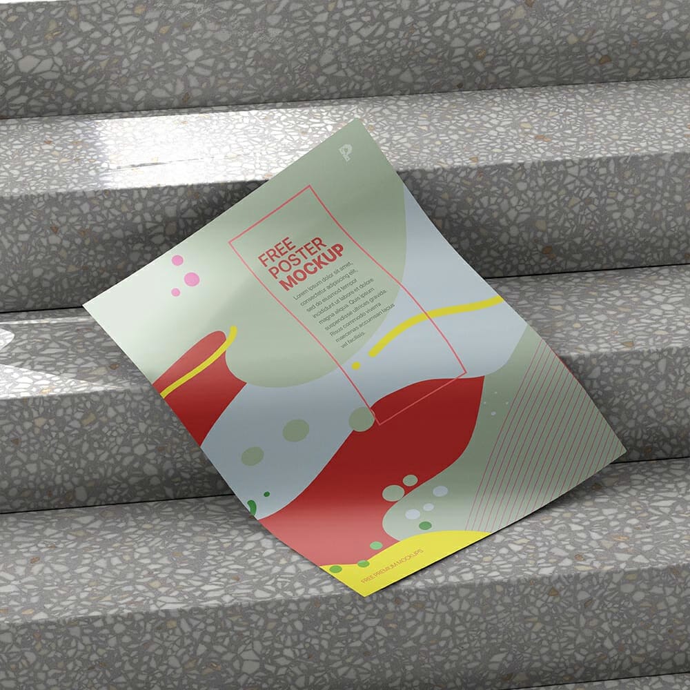 Free On Stairs Poster Mockup