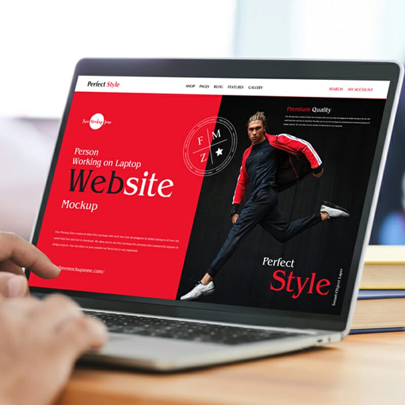 Free Person Working On Laptop Website Mockup