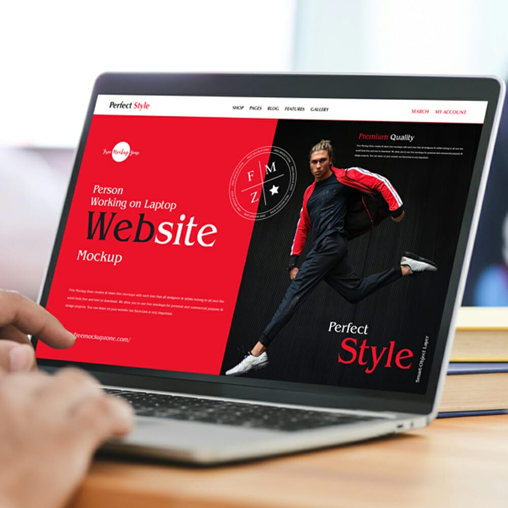 Free Person Working On Laptop Website Mockup