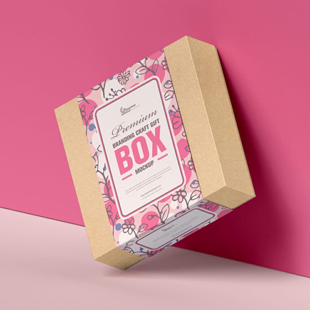 Free Premium Branding Craft Gift Box Mockup
