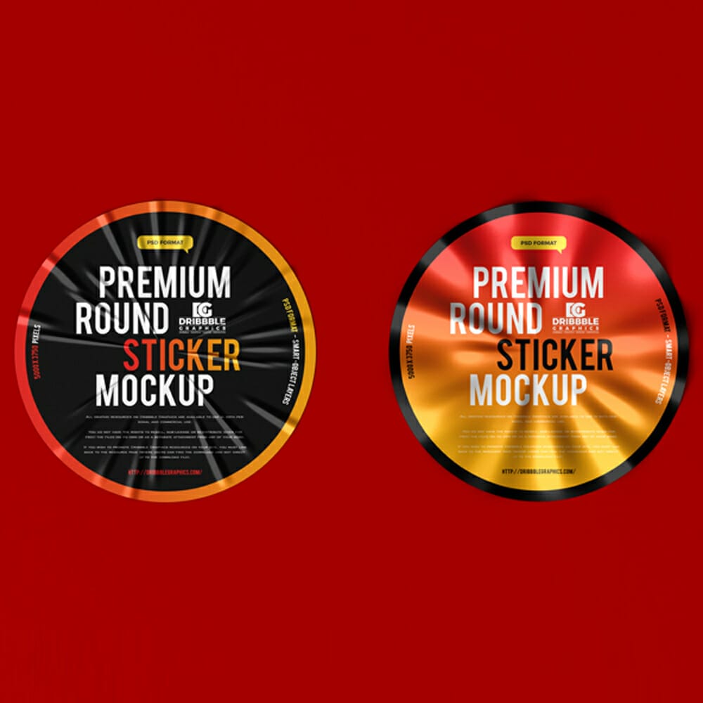 Free Premium Round Sticker Mockup